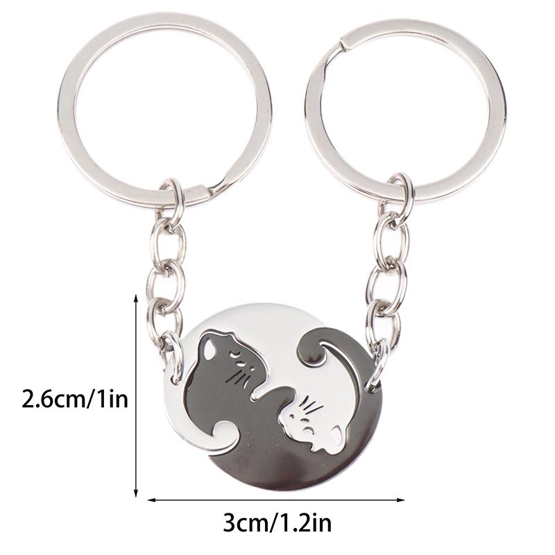 2 Pezzi Puzzle Gatto Portachiavi Coppia Amante Animale Abbinato Portachiavi Ciondoli Regalo di San Valentino Per Amanti Gioielli Pendenti Portachiavi