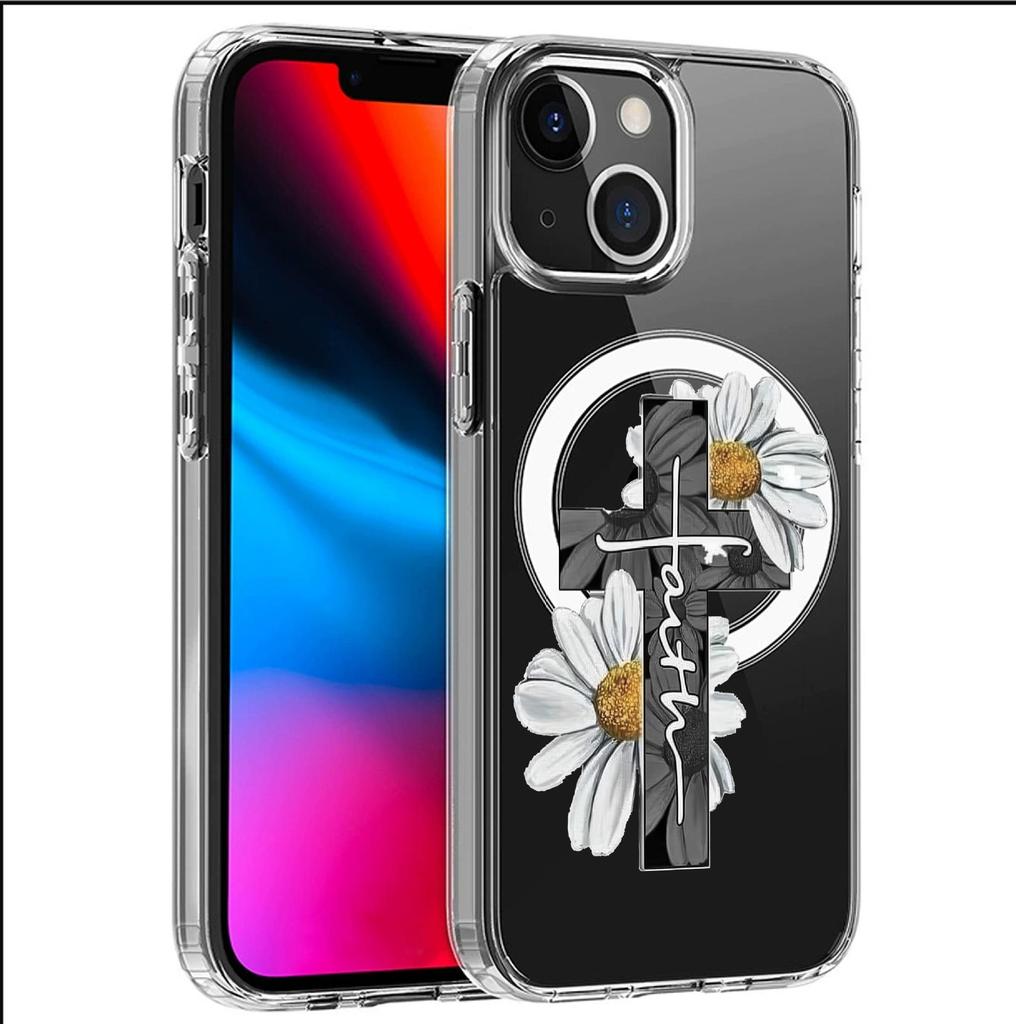 Daisy Magnetic Transparent Full Coverage Case for iPhone 15/16/17 Pro Max