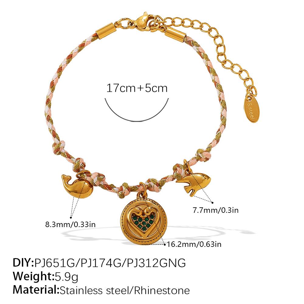 Vintage seaside style DIY freshwater pearl pendant bracelet stainless steel gold-plated ceramic pendant necklace female