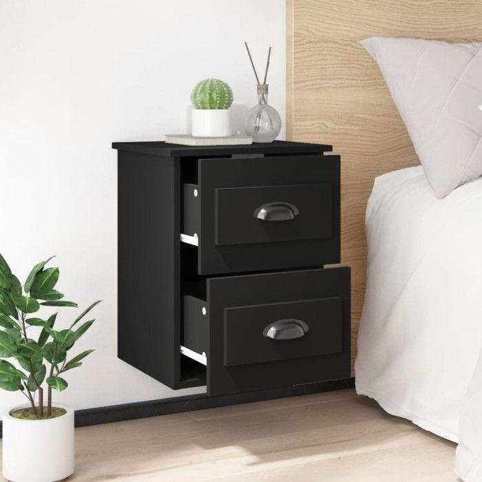 VidaXL Wall-mounted Bedside Tables 2 Pcs Black 41.5x36x53 Cm 816395
