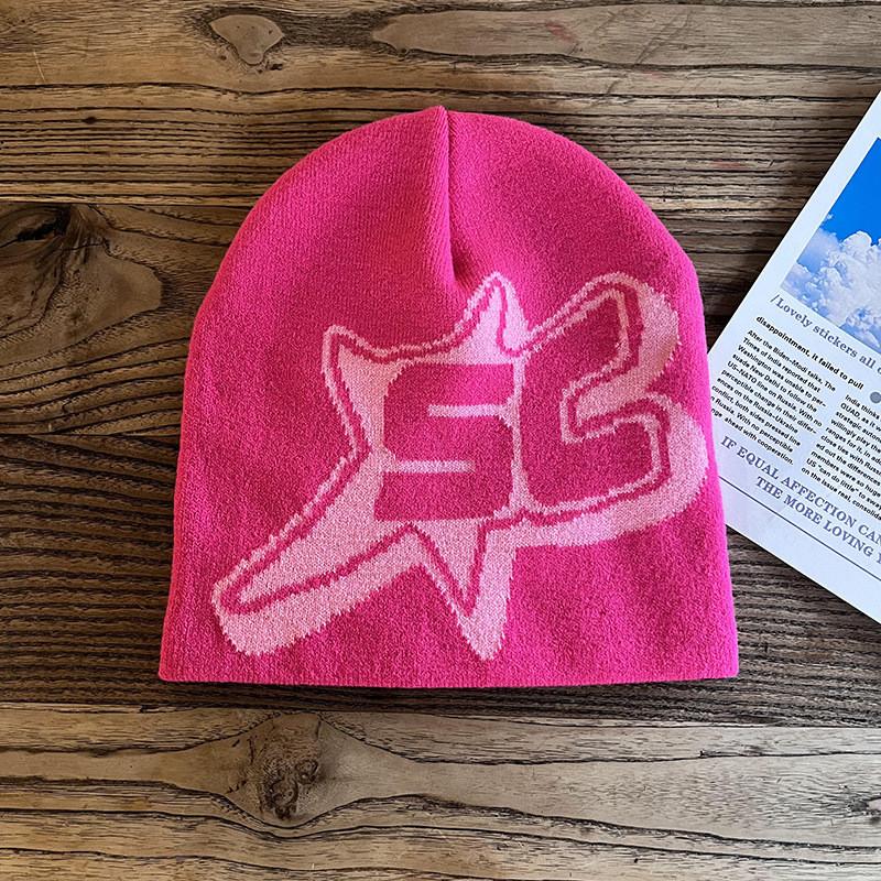 Pattern Sc Alphabet Acrylic Beanie Knit Hat Unisex Warm Hat For Outdoor Use