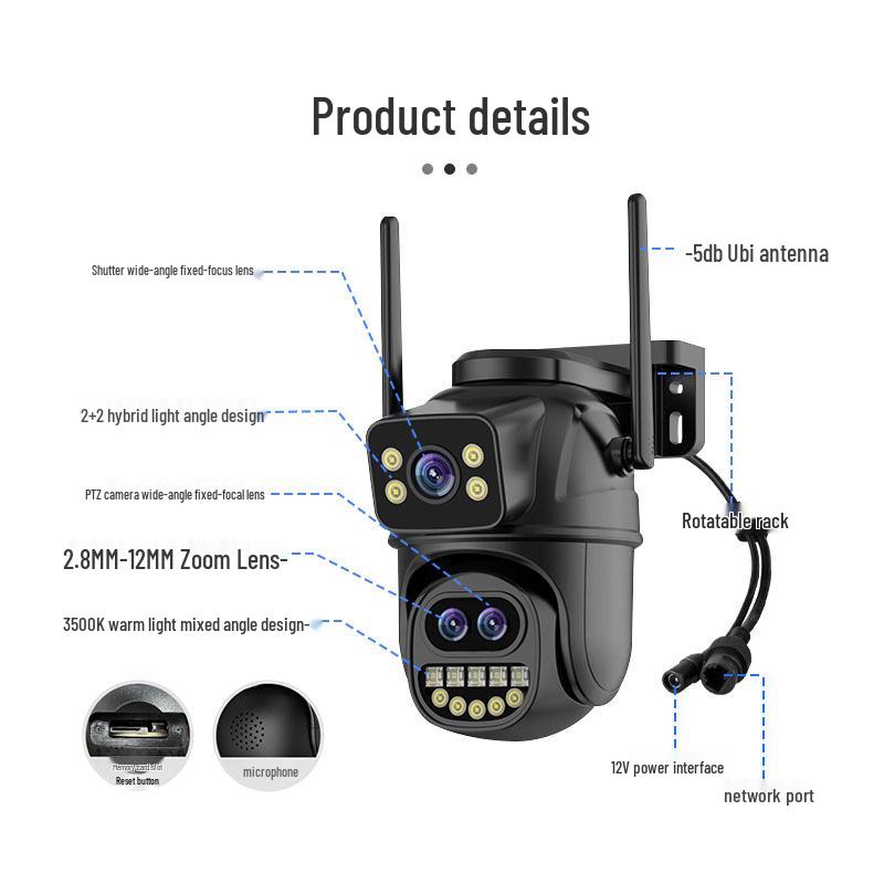 360° HD Dual-Screen Outdoor Panoramic Camera with Mobile Remote