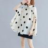 Black Vintage Polka Dot Print Blouse Women Lapel Short Sleeve Loose Casual Shirt Fashion Summer Clothes