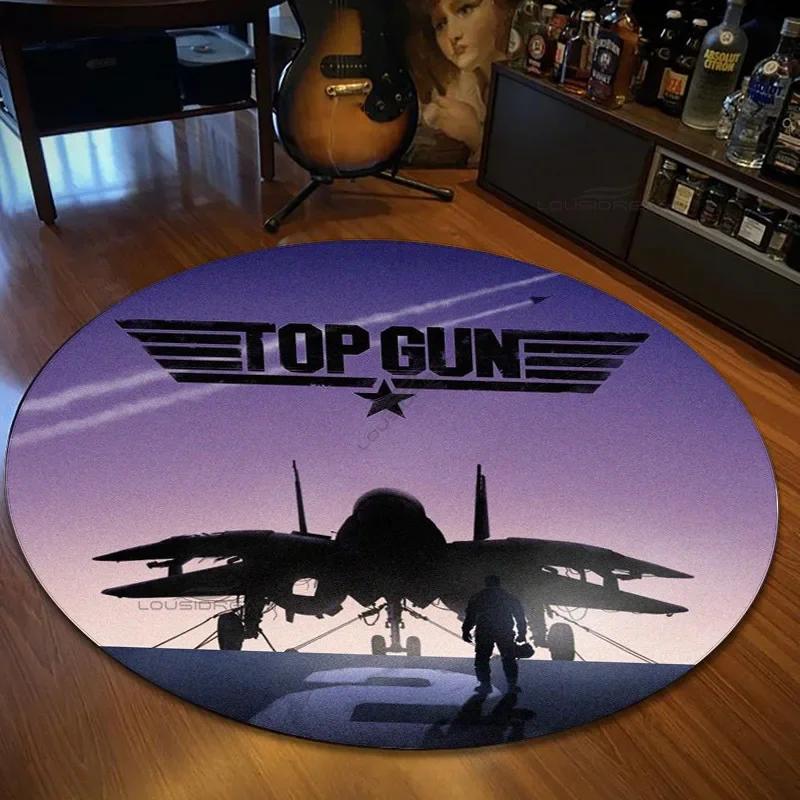 Fashion Fighter Aircraft Top Gun Round Carpet Living Room Bedroom Carpet Non -slip Door Pad Yoga Mat Floor Mats Birthday Gift