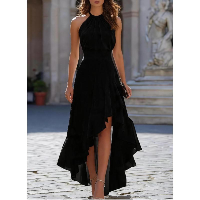 QICED Women's Fashion Sleeveless Suspenders Summer Spring Solid Color Print Casual Dresses Casual Chic