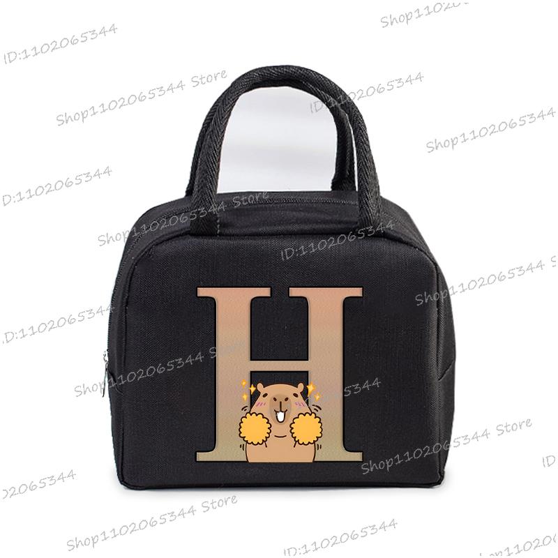 1Pc Cartoon Capybara Alphabet Portable Lunch Bag Women Men Portable Food Insulation Package Funny Capybara Letter Kid Lunch Bags