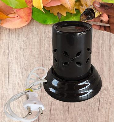 Pure Source India Ceramic Oil Diffuser Electric Small (4.5 Inch, Black)