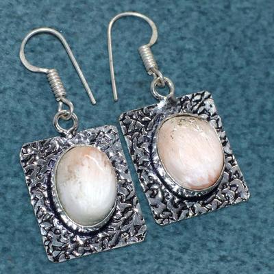 Scolecite 925 Silver Plated Earrings 1.5" Gift Ready Jewelry Most Beautiful s2B86