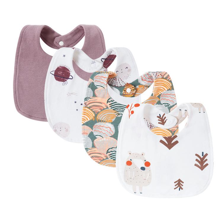 Newborn Baby Bibs Pure Cotton Double Layer Drool Bibs High Absorbency Burp Cloths For Infants Toddlers Soft Skin Friendly