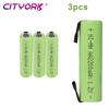 Cityork Batería recargable AA de 1,2 V, celda NiMH de 2200 mAh con lengüetas de soldadura para afeitadora eléctrica casera, afeitadora Braun, cepillo de dientes Philips