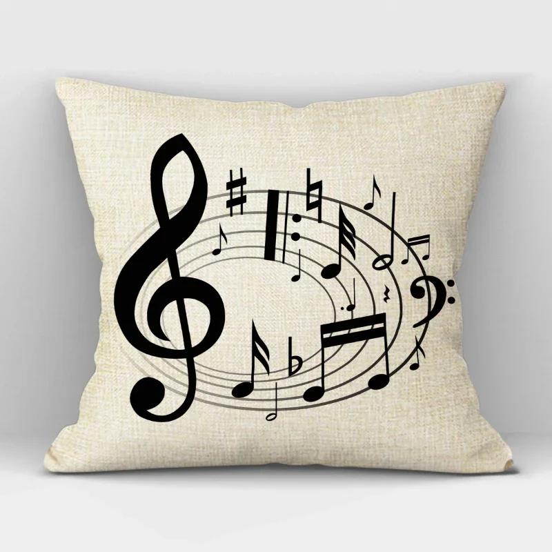 1Pcs/Set Music Series Printed High Qulity Linen Decorative Pillow Case Black White Cushion Cover Car Seat Sofa Decor 45X45Cm