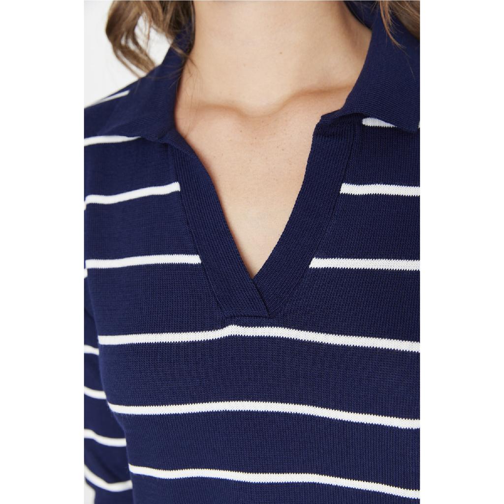 Navy Blue Striped Knitwear Sweater Twoaw22kz0735