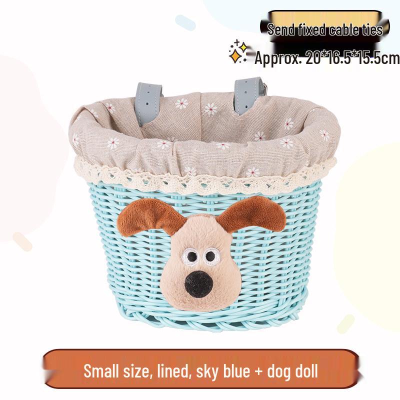 Retro Woven Front Basket for Children's Bicycles, Scooters, or Doll Strollers