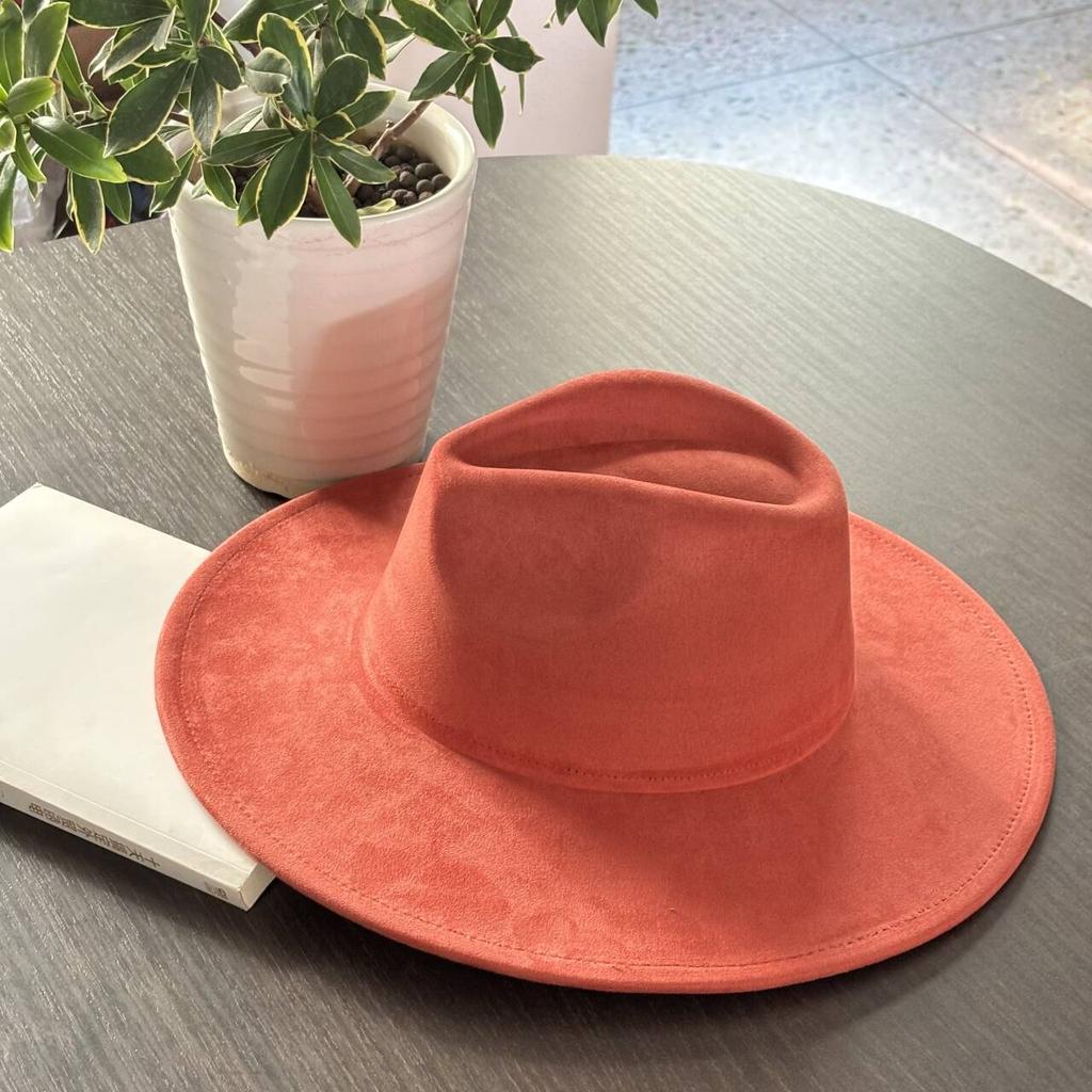 LIDHAY Western Style Suede Hat, Unisex Wide Brim Fedora Hat, Felt Panama Hat, Rancher Hat LIDHAY Western Style Suede Hat, Unisex