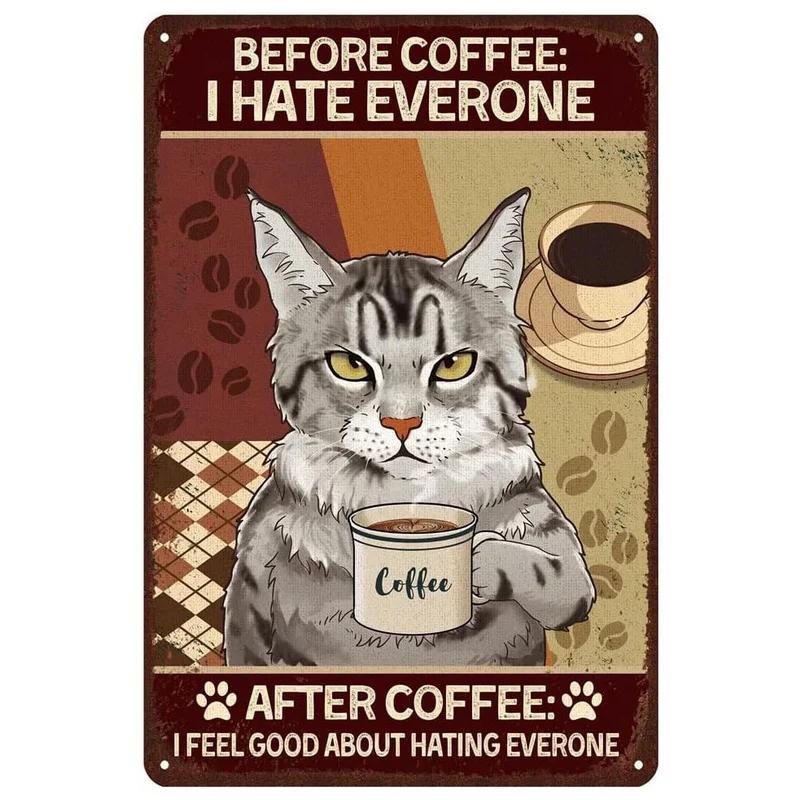 Cat Metal Tin Signs Baking Because Murder Is Wrong Wall Posters Plaque Vintage Iron Painting Decoration for Home Cafe Club Ba