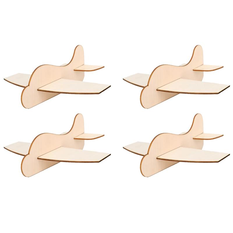 

4 шт./набор Пустой деревянный пазл-вставка Самолет DIY Игрушка Модель Материал для рисования и граффити для детского сада Развивающие игрушки