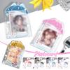 3 Inch Clear Umbrella Photocard Holder PVC Keychain Photo Card Holders ID Badge Holder Card Display Desktop Decor Card Sleeve