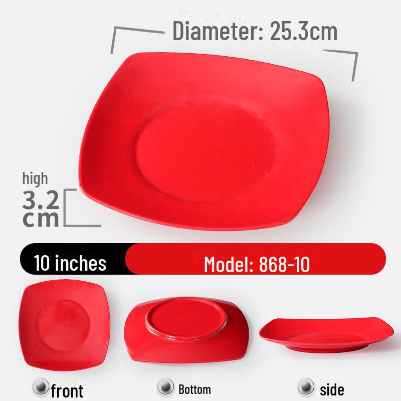 Shatter-Resistant Melamine Square Plate - Durable Imitation Porcelain for Restaurants and Hotels.