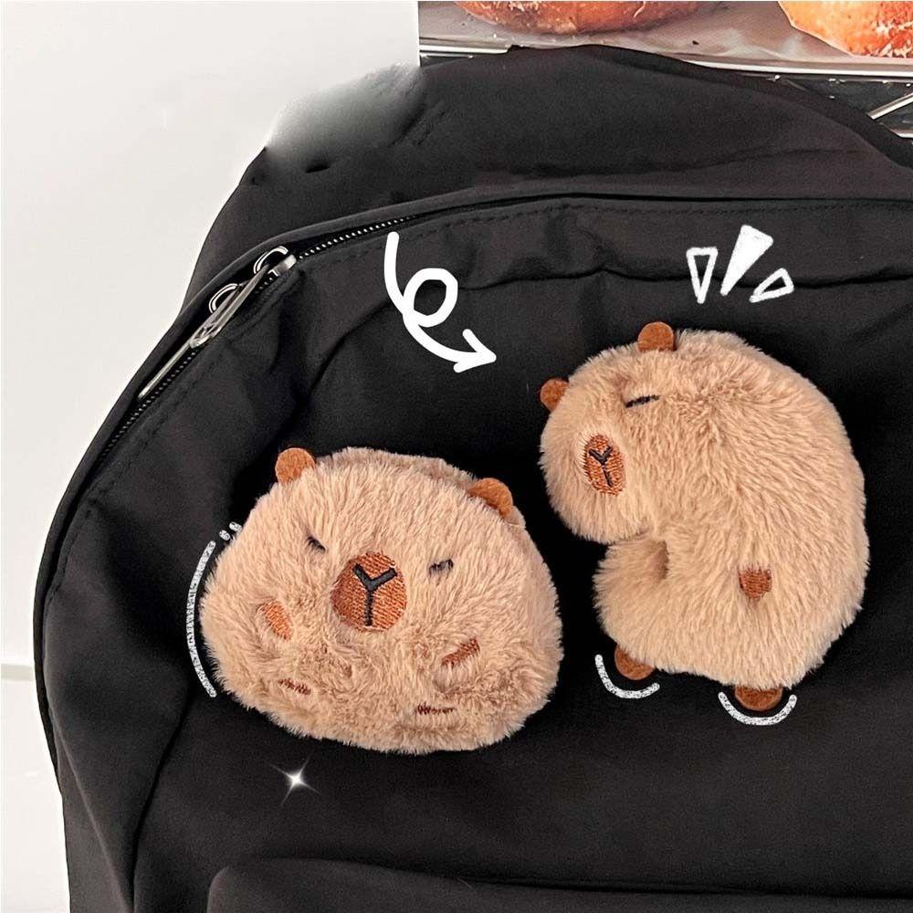 Backpacks Pendant Capybara Plush Doll Brooch Cloth Stuffed Doll Badge  Decoration