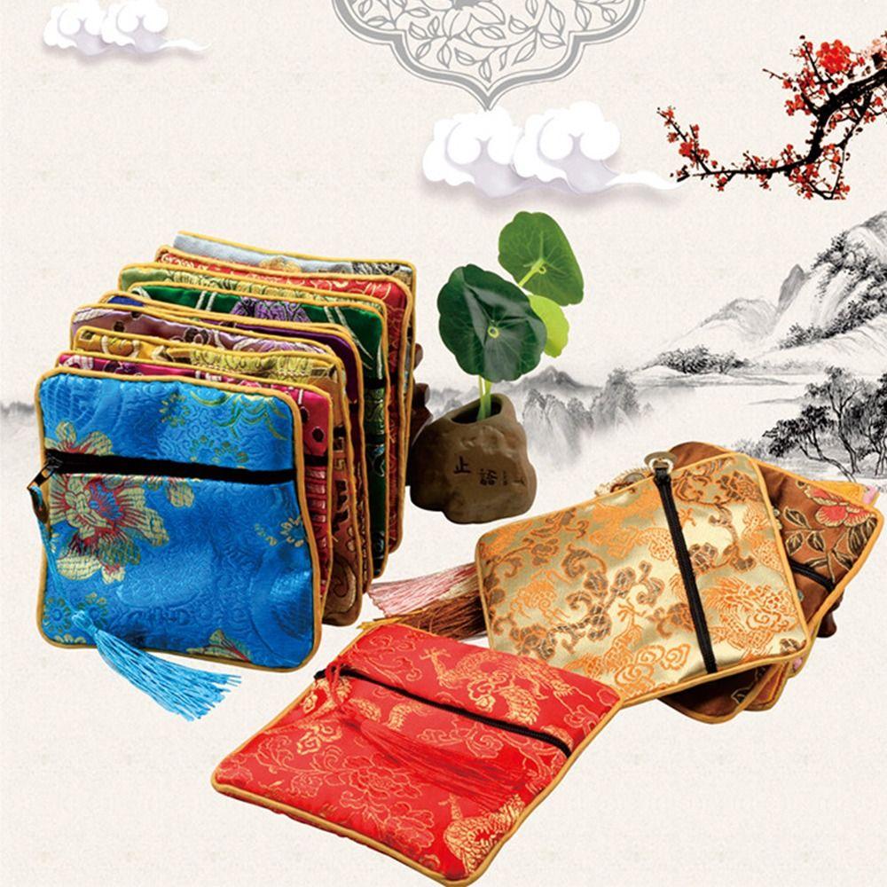 Jewelry Packaging Chinese Style Coin Purse Silk Jewelry Organizer Brocade Pouch Jewelry Storage Bag