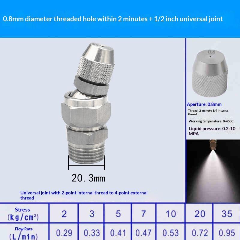 0.6 0.8 1.0 1.2 1.5 2.0Mm Hole Stainless Steel Nozzle Adjustable Steam Volume For Fog Cannon Machine 1/8' 1/4' 3/8' 1/2'