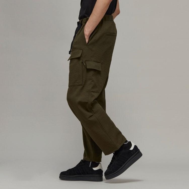 Y-3 FW22 Solid Color Large Pocket Drawstring Straight Leg Casual Pants Men Bottoms Dark-Green HT4472