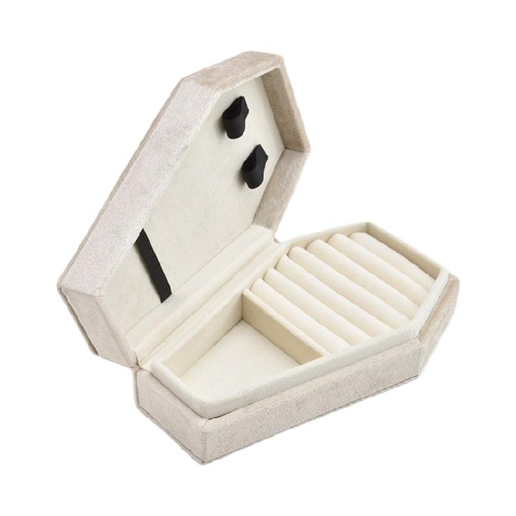 

Halloween Coffin Shape Jewelry Box Earrings Rings Necklace Display Storage Cases бежевий