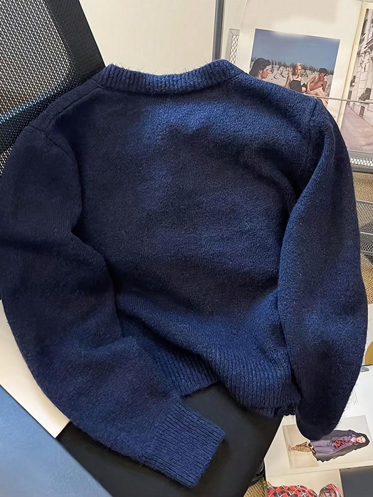 2025 Women's Heart Button Knit Top - Casual Autumn/Winter Outerwear