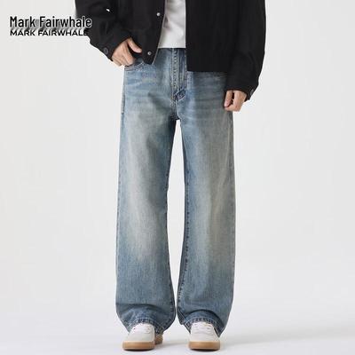 Jean Homme Coupe Droite Ample Effiloché Mark Fairwhale