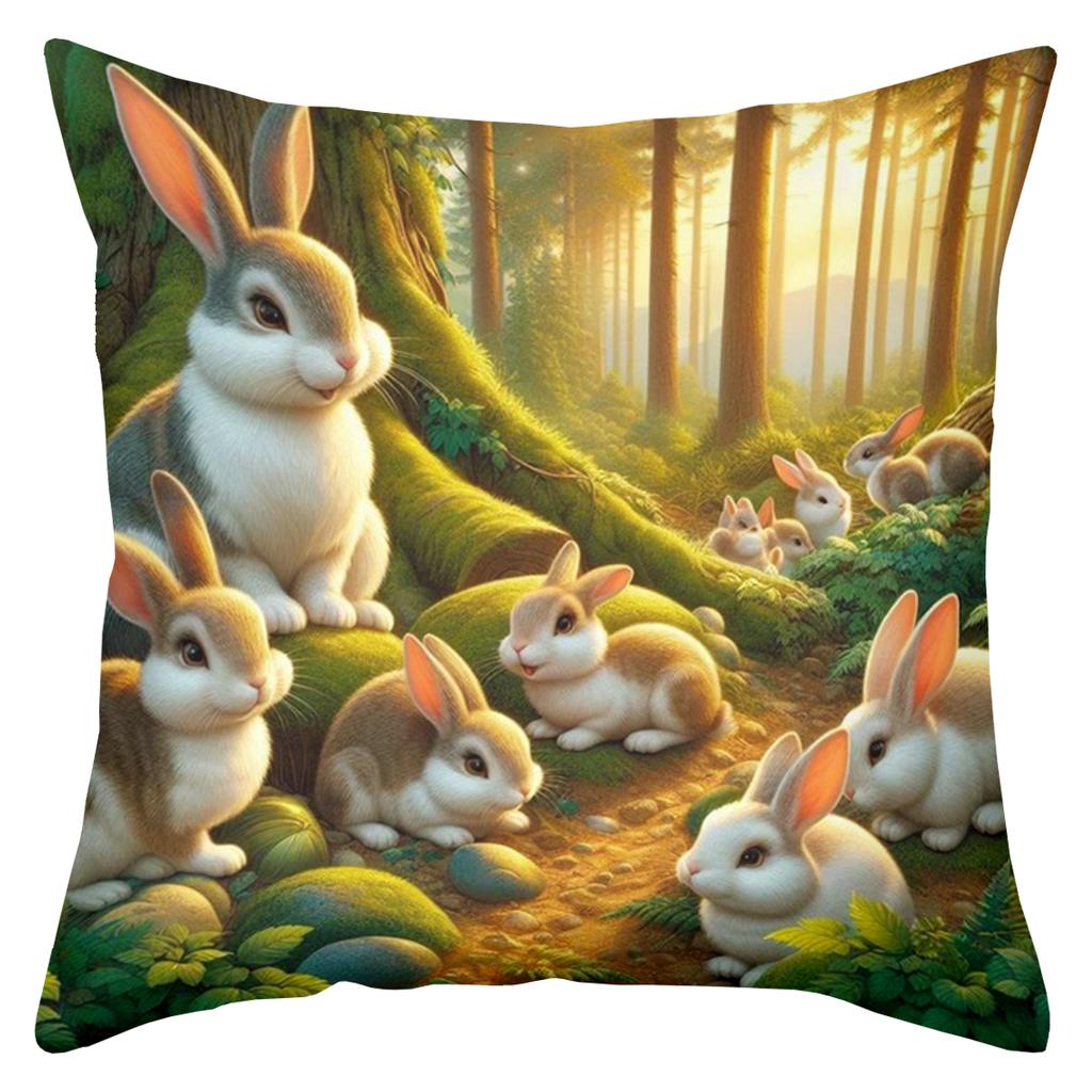 Enchanting Farm And Forest Bunny Pattern Decorative Pillows Polyester pillowcase, sofa decorative cushion cov Headboard Pillow