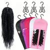 3pcs Premium Wig Storage Bags with Sturdy Metal Hangers - Black Transparent Design for Multiple Wigs & Hair Extensions 2028