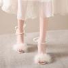 Fashion Women's Sandals White Bow Block Pearl Ladies Shoes Heel Comfortable and Elegant Summer 2025 Vintage Designer Korea Comfort Vip