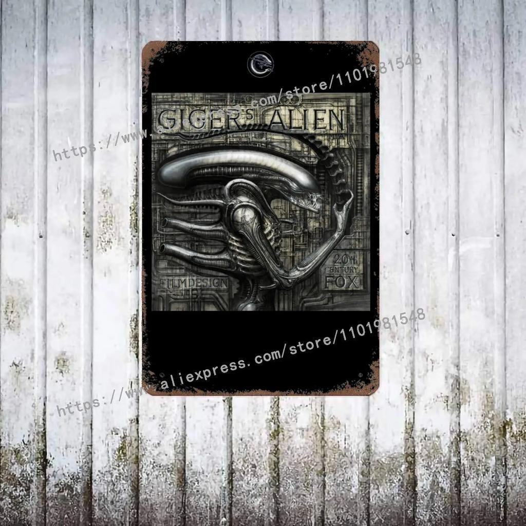Aliens vs Predator Science Fiction Poster Vintage Plåtskylt Dekorativ Plakett för Pub Bar Mancave Klubb Väggdekoration