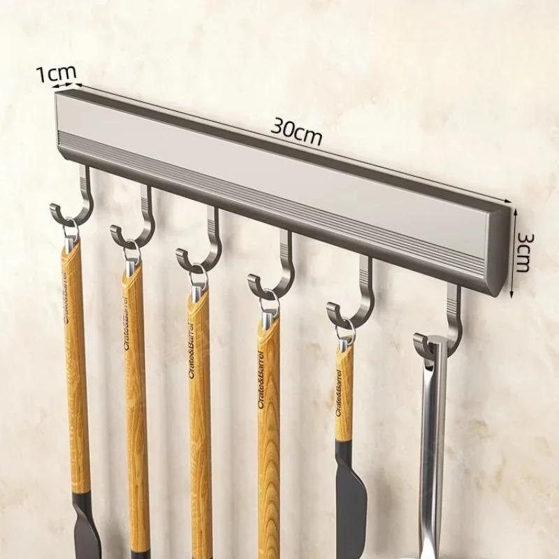 Kitchen Utensils Storage Row Hook Holder Wall Mounted Drill-free Hooks Rack for Bathroom Robe Towel Coat Hanging Home Use
