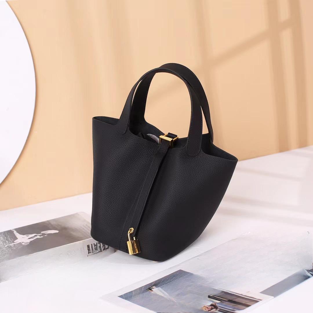 

Кожаная женская сумка-корзинка с капустой, женская сумка-ведро высокого класса во французском стиле, сумка-мешок для матери чёрный