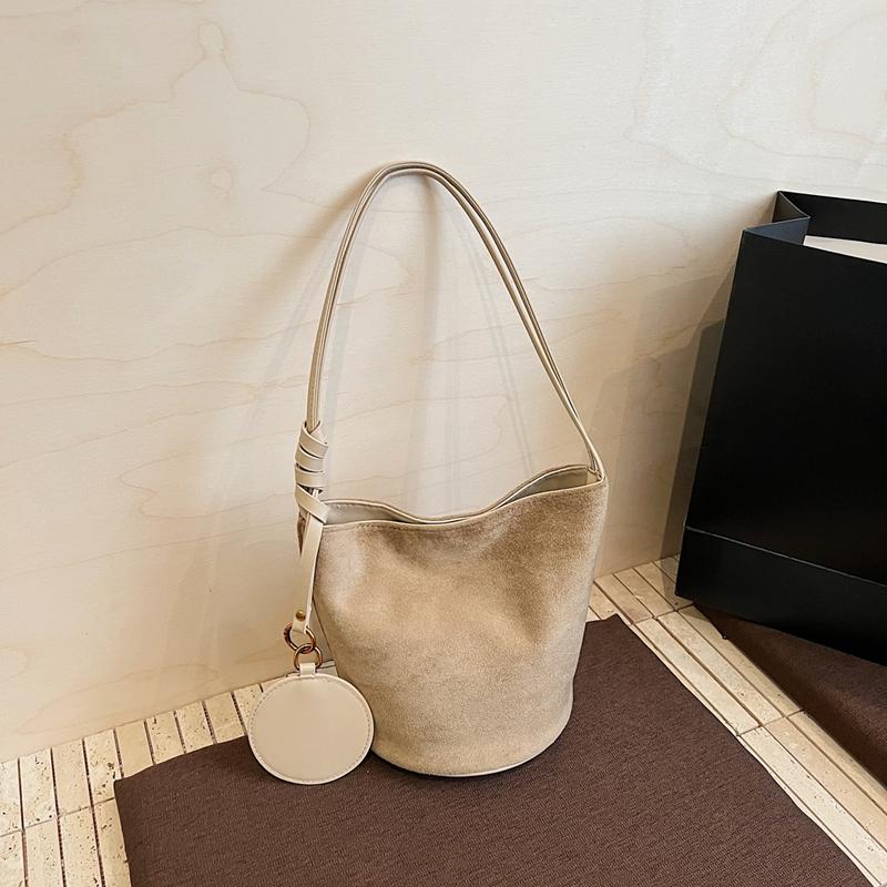 Korean niche ins suede suede surface retro bucket bag versatile shoulder messenger women tote bag