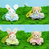 Dress Rabbit Striped Bear Plush Keychain Cartoon Stuffed Animal Keyring Gift