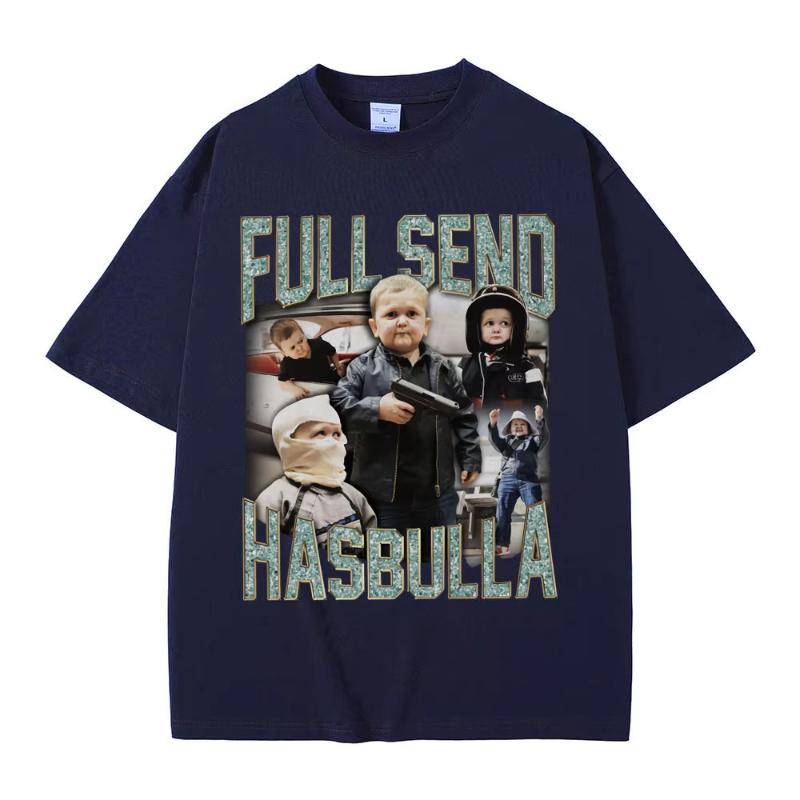 Full Send Hasbulla Magomedov Tshirts Russia Mini Khabib Blogge Fighting Funny Meme T Shirts Unisex Women Vintage Oversized Tshirt