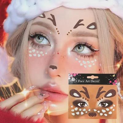 "Adesivi festivi per il viso di cervo per le celebrazioni di Natale e Capodanno": Trucco per Carnevale, Feste e Spettacoli Teatrali"