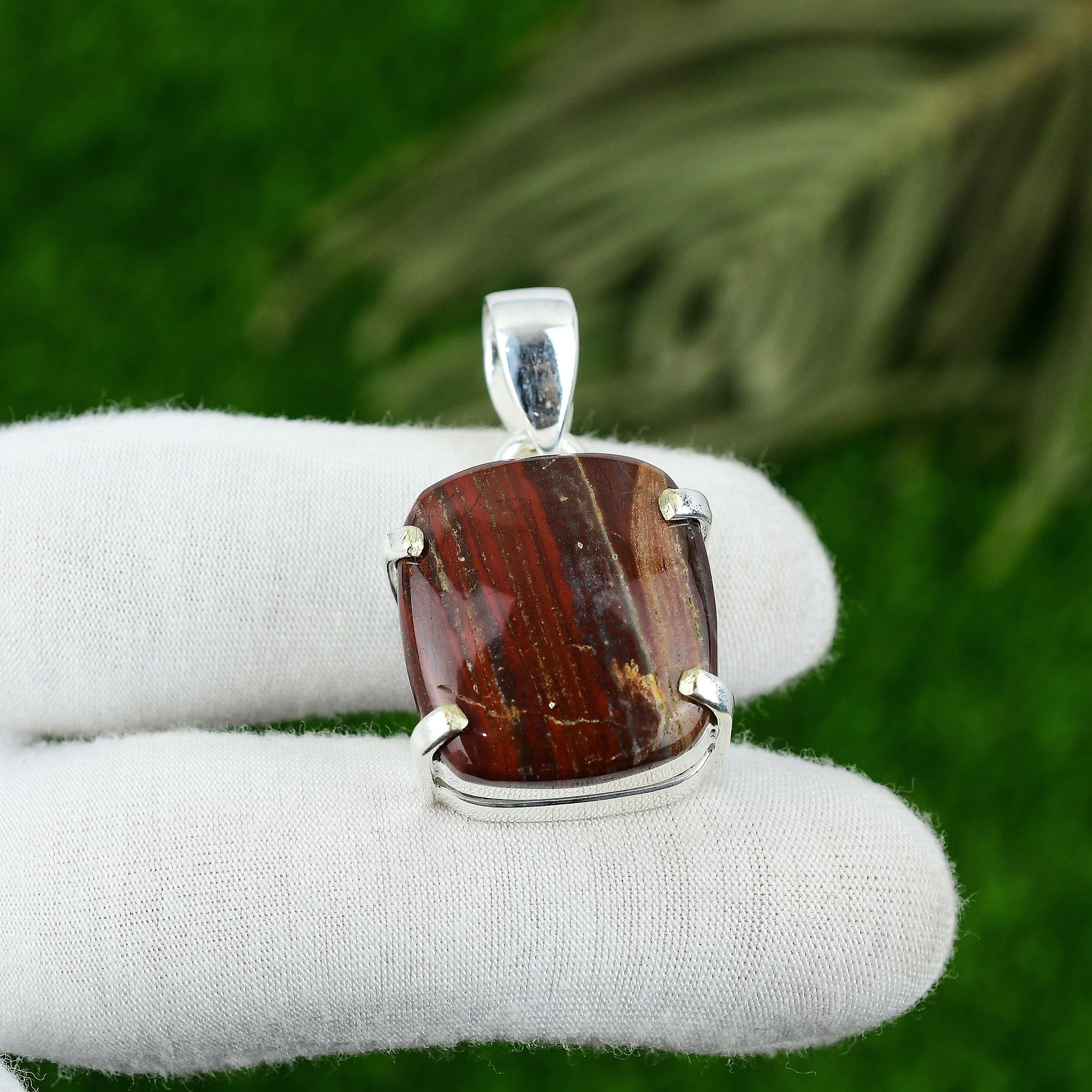 

Womens day Sale Red Snakeskin Jasper Gemstone Sister New Pendant Sterling Silver