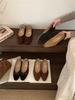 French Retro Style Splicing Flat-soled Single Shoes Women's 2025 New Maillard Fashion Versatile Soft-soled Shallow-mouth Grandma Shoes