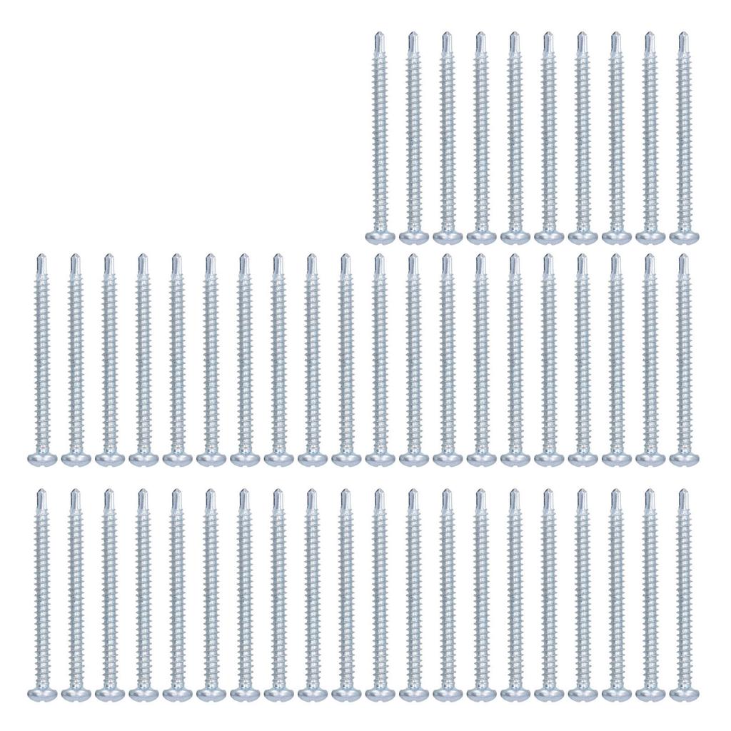 50Pcs Self Drilling Screw Cross Zinc Plated Carbon Steel Fastener Hardware 4.2x50mm Round Head