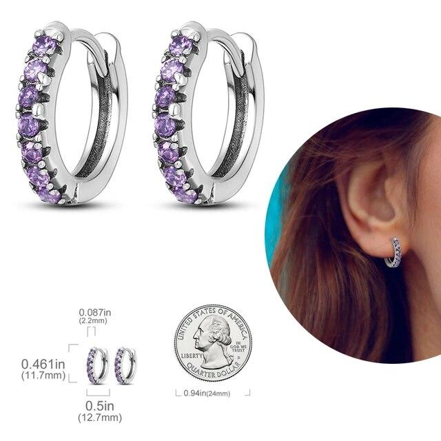 Brincos de argola de prata 925 para mulheres, brilhantes, pavê, cz, joias finas de luxo, brinco