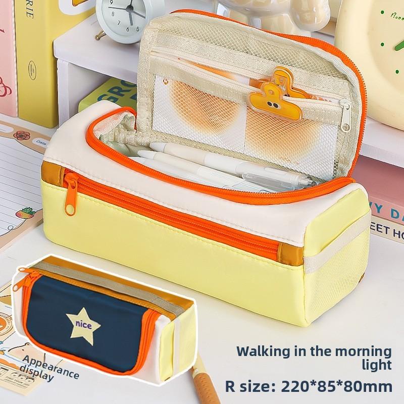 Multilayer Star Shape Pencil Case With Fabric Material For Student Office Use