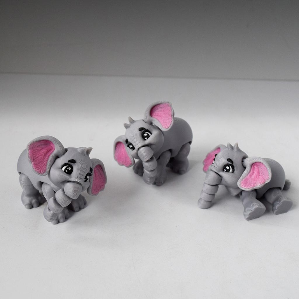 Cute Grey Elephant 3D Printed Toys Joints Movable Simulation Zoo Elephant Toy Model Home Decoration Children's Souvenir Gift