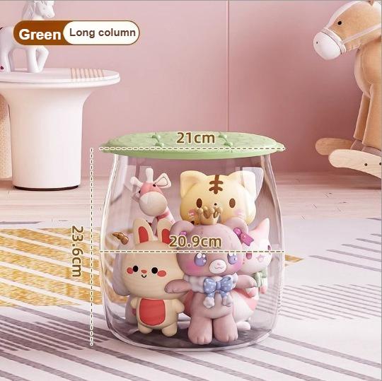 Transparent Sitting Storage Stool, Children's Plush Doll Storage Bucket, Toy Miscellaneous Items, Convenient Storage Box