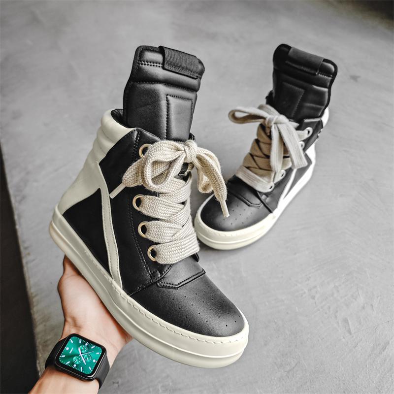 Men Casual Luxury Sneakers High-top Sports Shoes Lace-up Leather Ankle Boots Male Skateboard Shoes Basketball Sneakers 39-44