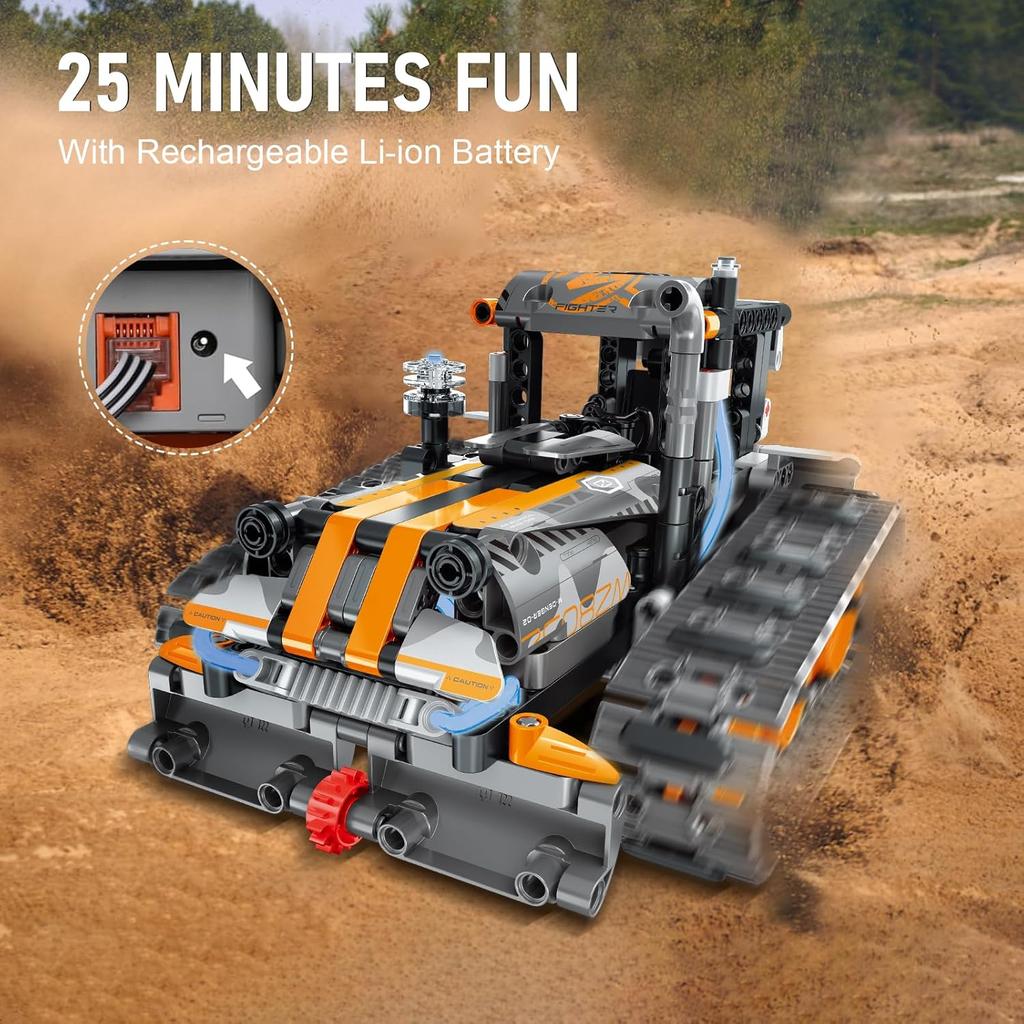 5 in 1 STEM Building Set with LED Light, APP & Remote Controlled Cars Building Toys Kit, RC Robot Tank Sleigh Tracked Racer 554 PCS, Toy Gifts for