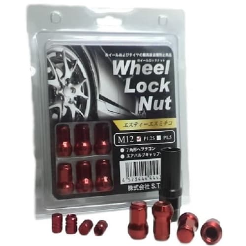 [ST S Michiko] External Heptagonal Lock Nut for Nissan Subaru Suzuki M12 Thread Pitch 1.25 Adapter Air Valve Cap Included 60° Tapered Seat Anti-Theft