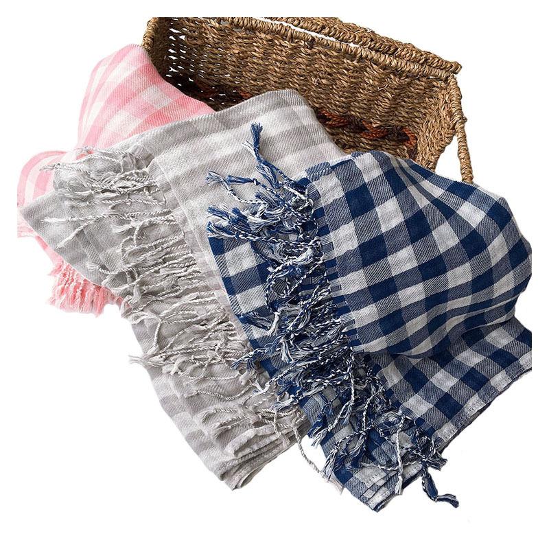 Luxury Brand Plaid Scarves Cotton Shawls Lovers Winter Warm Plaid Shawl Double Layers Tassel Scarves